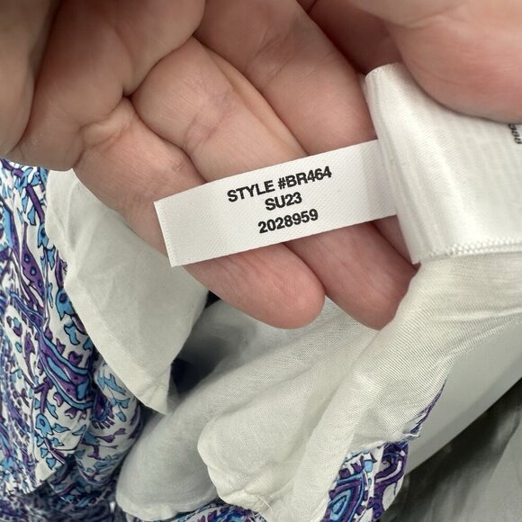 J CREW MAXI DRESS tiered cotton voile floral paisley sleeveless purple blue XS - Picture 11 of 12